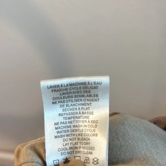 Joie Brocade High Neck Smocked Waist Tan Multicolor Shimmer Floral Top L - Picture 5 of 11